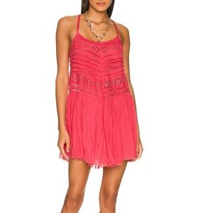 Free People One Annelise Slip Dress in Electro Pop Pink Large